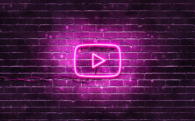 Youtube purple logo purple brickwall, Youtube logo, brands, Youtube n...