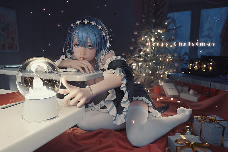 Anime, Re:ZERO -Starting Life in Another World-, Christmas, Rem (Re:ZERO), HD wallpaper