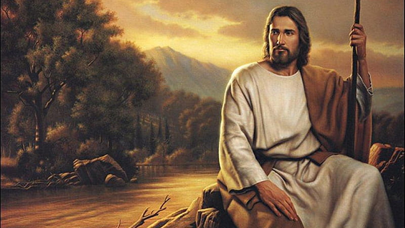 Jesus Is Sitting On Rock Jesus, HD wallpaper