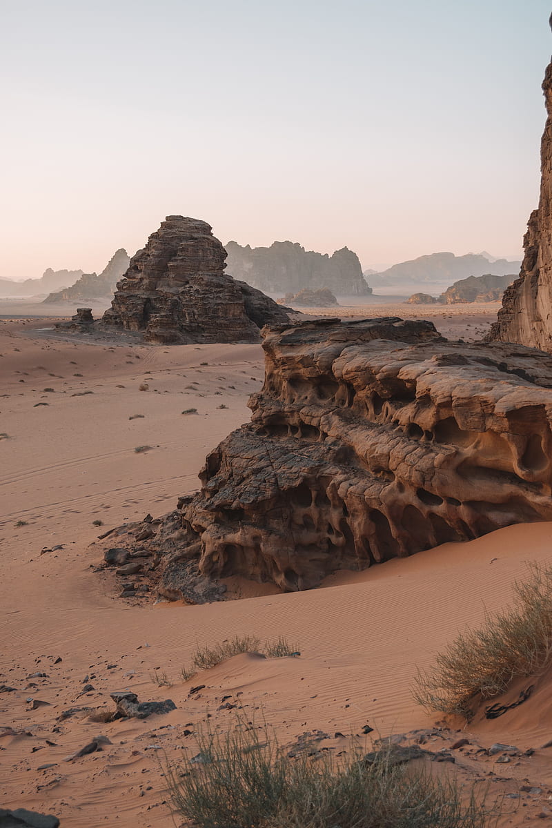 desert, nature, landscape, outdoors, sand, rocks, mountains, HD phone wallpaper