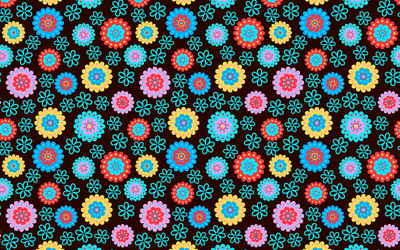 colorful flowers pattern, creative, floral patterns, abstract flowers, abstract floral pattern, flowers patterns, background with flowers, floral textures, HD wallpaper