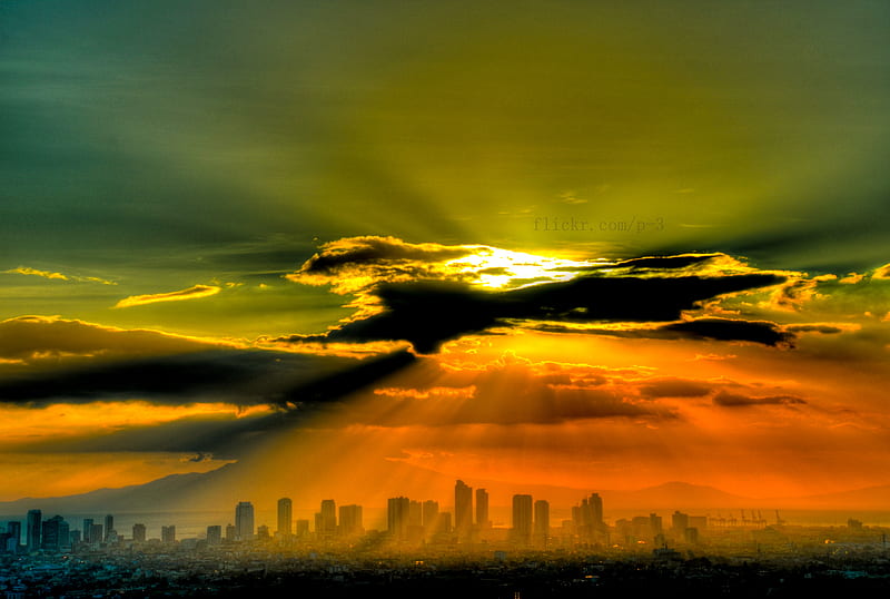 The Moment, sunset, manila bay, sunset rays, philippines, HD wallpaper