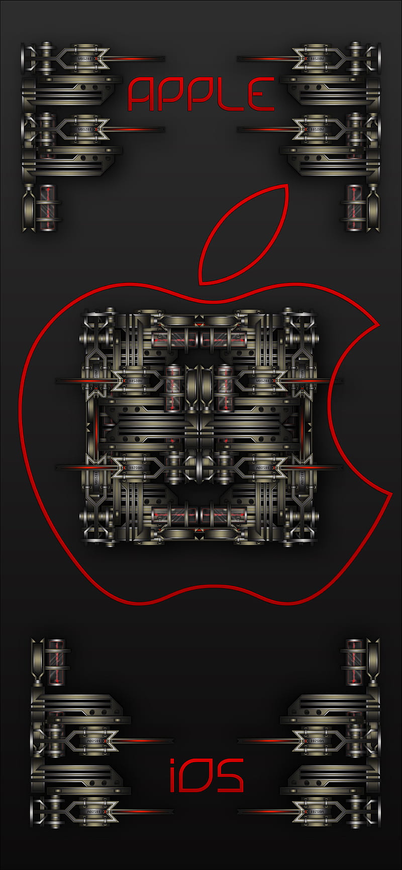 Apple Logo, apple, black, ios, iphone, iphone10, logo, red, tech, technical, HD phone wallpaper