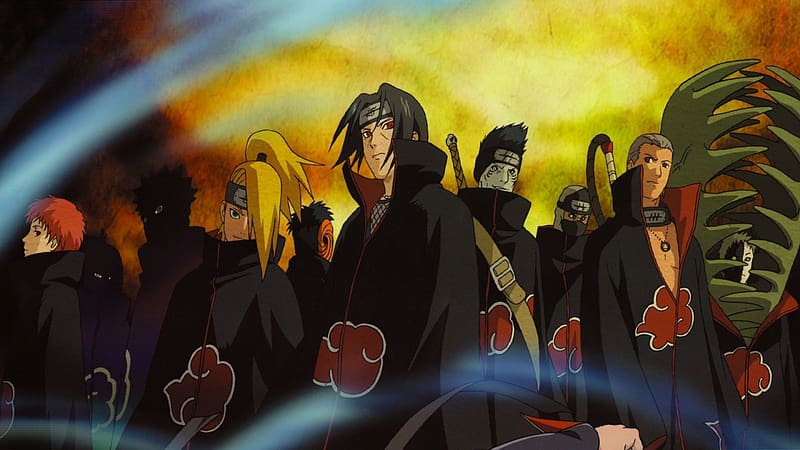 Anime, Naruto, Itachi Uchiha, Pain (Naruto), Konan (Naruto), Sasori (Naruto), Hidan (Naruto), Deidara (Naruto), Obito Uchiha, Kisame Hoshigaki, Zetsu (Naruto), Kakuzu (Naruto), HD wallpaper