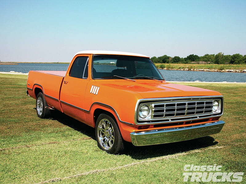 1972 Dodge Truck, Classic, 1972, Orange, Mopar, HD wallpaper