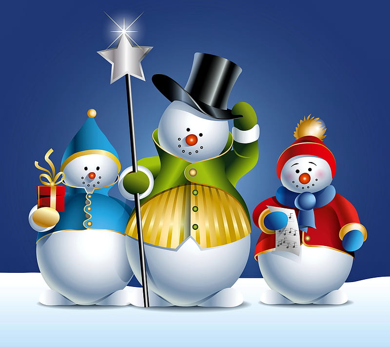 Cute Snowmen, christmas, merry, snowman, HD wallpaper