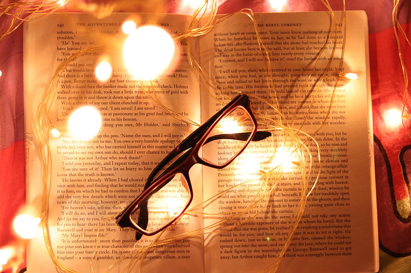 Black Framed Eyeglasses on Book Page, HD wallpaper