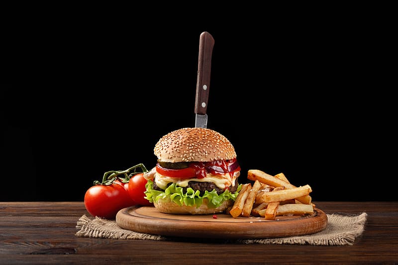 Food, Still Life, Tomato, Burger, French Fries, HD wallpaper