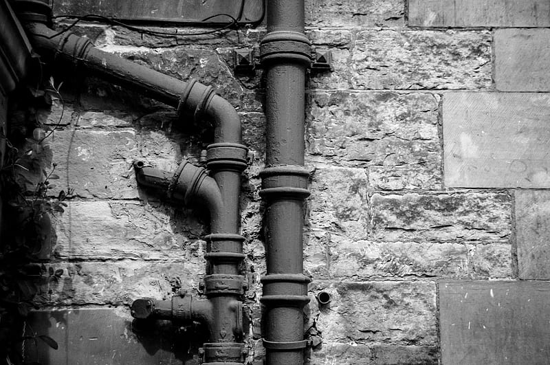 gray scale two water pipes, HD wallpaper