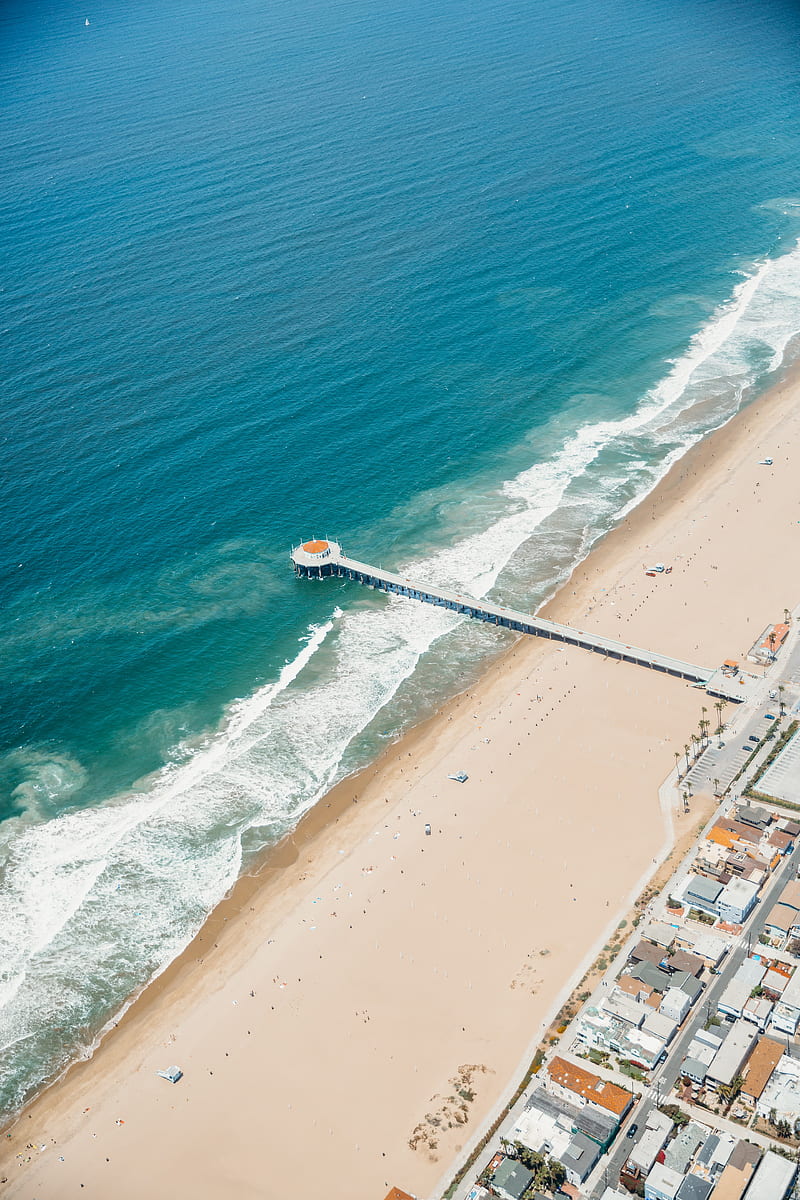 beach, coast, ocean, waves, aerial view, HD phone wallpaper
