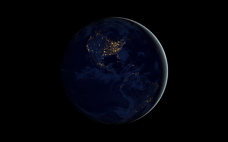 North America from space South America, night, galaxy, Earth, stars, sci-fi, universe, NASA, planets, Earth from space, HD wallpaper