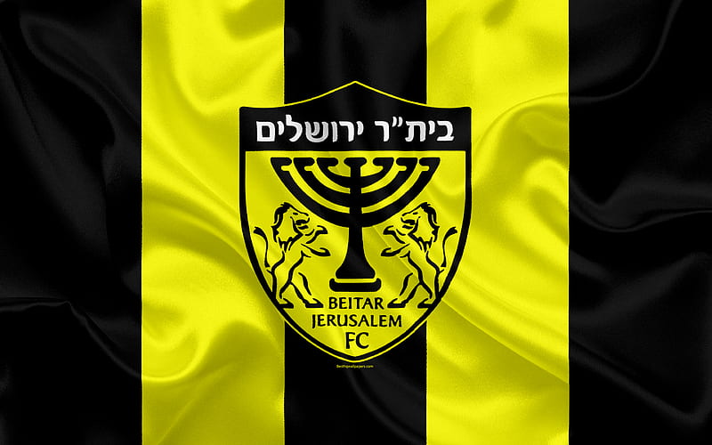 Beitar Jerusalem FC Israeli football club, emblem, Beitar logo, Ligat haAl, football, Israeli Football Championships, Jerusalem, Israel, silk, HD wallpaper
