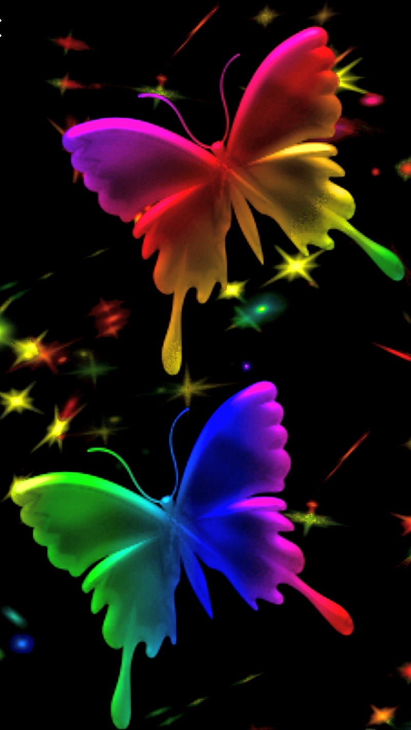 3D Neon Butterflies, 3D, Abstract, Abstractional, Animals, Beauty, Color, Nature, Neon, Other, HD phone wallpaper