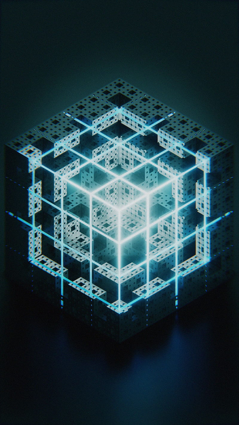cube, structure, glow, forma, 3d, HD phone wallpaper