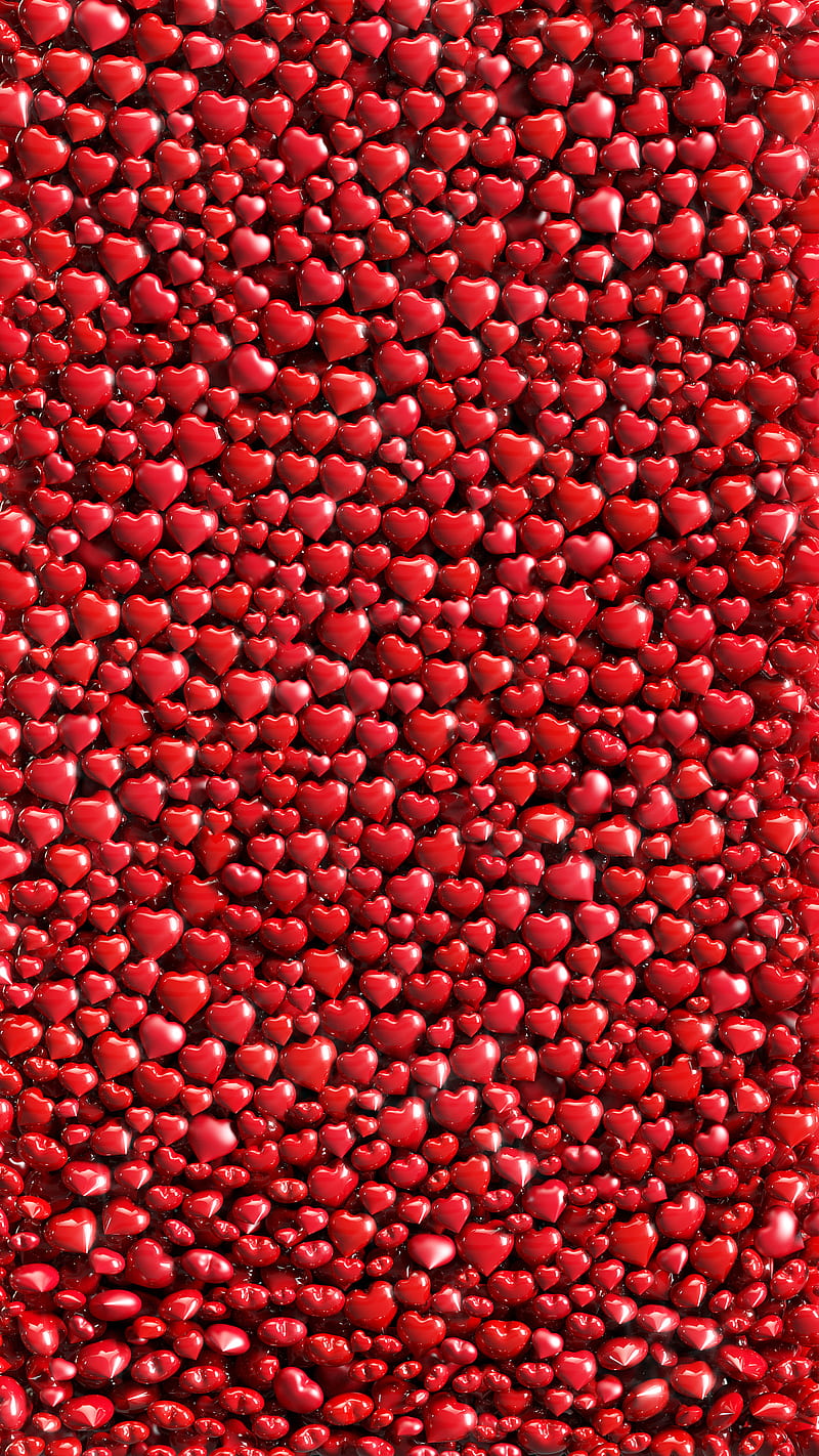 Valentine Hearts, 3d, fill, iphone, love, red, sumsung, xiaomi, HD phone wallpaper