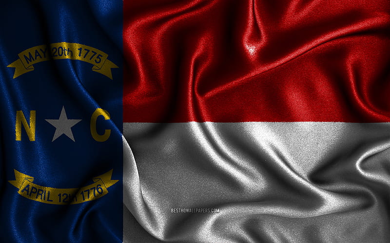 North Carolina flag, silk wavy flags, american states, USA, Flag of North Carolina, fabric flags, 3D art, North Carolina, United States of America, North Carolina 3D flag, US states, HD wallpaper