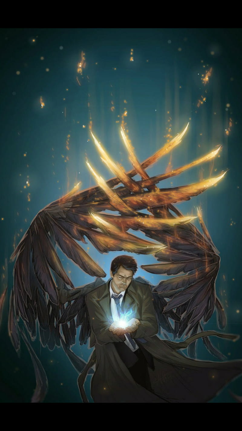 Castiel Protector, angel, supernatural, HD phone wallpaper