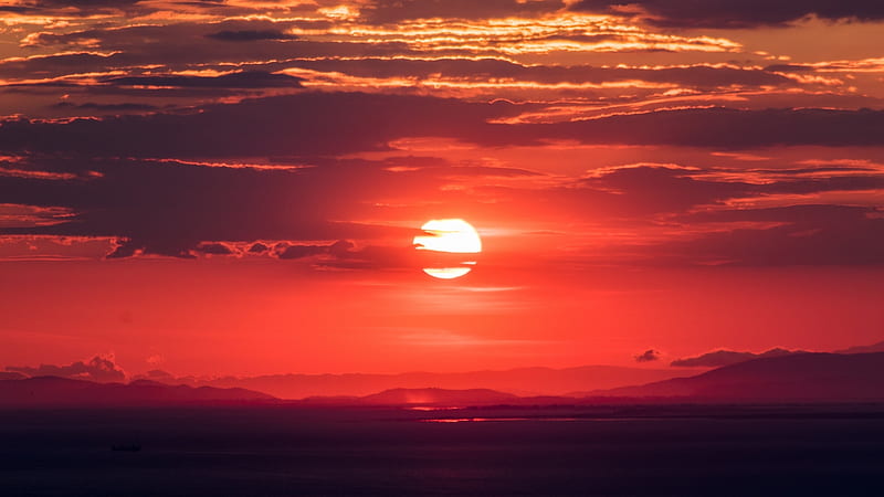 Red Sunset Sky Red Sky Clouds Sun Sunsets Nature Hd Wallpaper