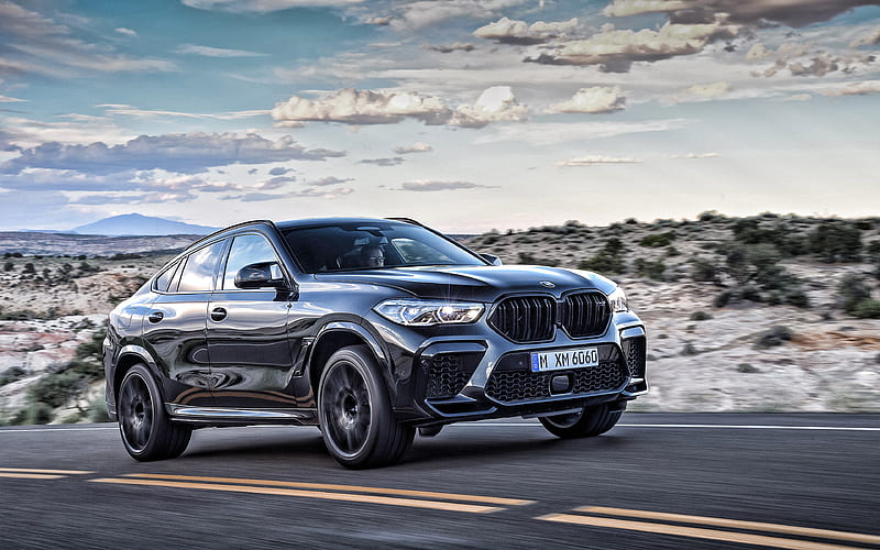 BMW X6 M Competition, 2020 front view, exterior, sporty SUV, new black X6, tuning X6, German cars, BMW, HD wallpaper