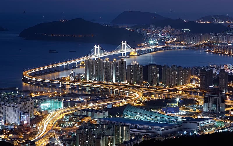 Cities, South Korea, Busan, , Gwangan Bridge, HD wallpaper
