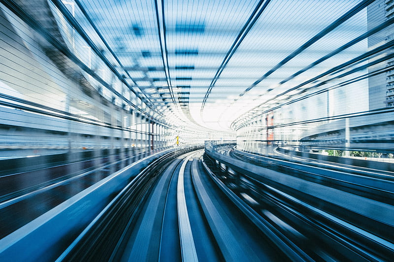 railway, tunnel, speed, blur, HD wallpaper