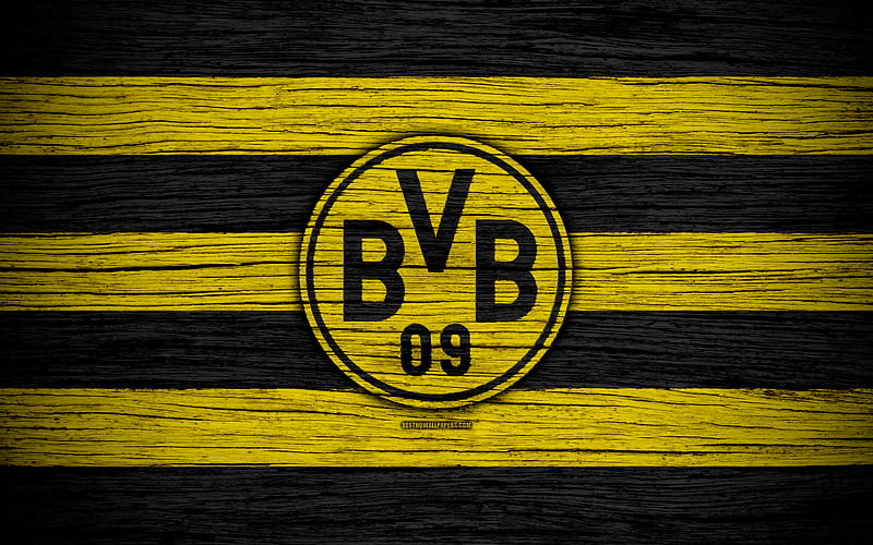 Borussia Dortmund Bundesliga, BVB, logo, Germany, wooden texture, FC Borussia Dortmund, soccer, football, Borussia Dortmund FC, HD wallpaper