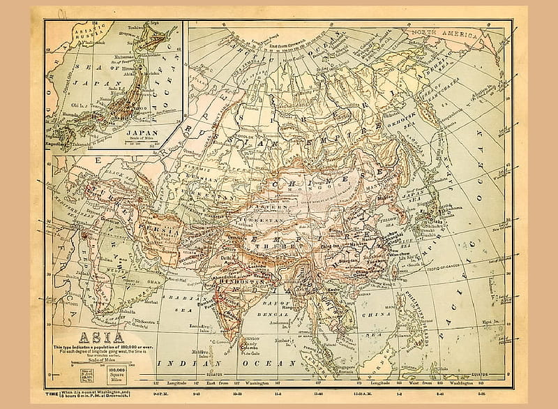 Old map of Asia, Map, Illustration, Asia, Cartography, HD wallpaper