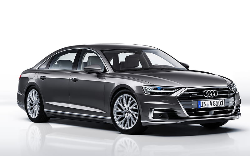 Audi A8 L, 2018 luxury cars, gray A8, sedan, German cars, Audi, HD wallpaper