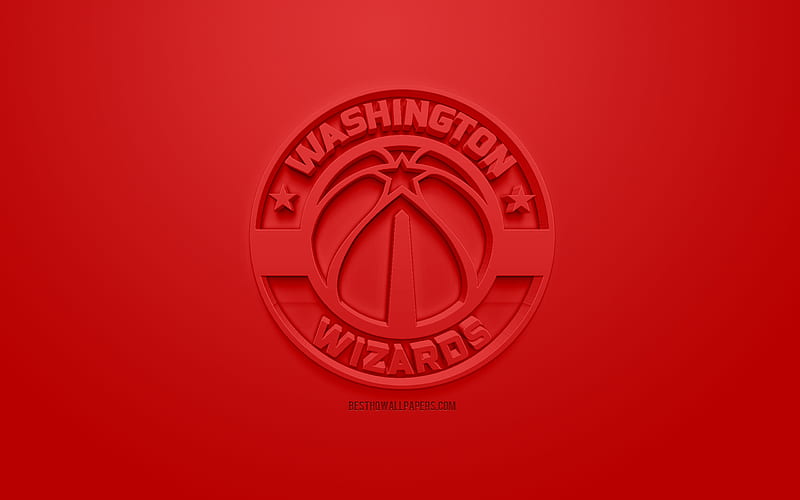 Washington Wizards, creative 3D logo, red background, 3d emblem, American basketball club, NBA, Washington, USA, National Basketball Association, 3d art, basketball, 3d logo, HD wallpaper