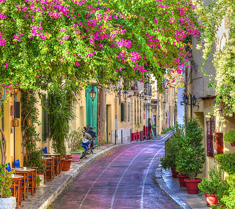 Beautiful Greece, nature, path, street, summer, HD wallpaper