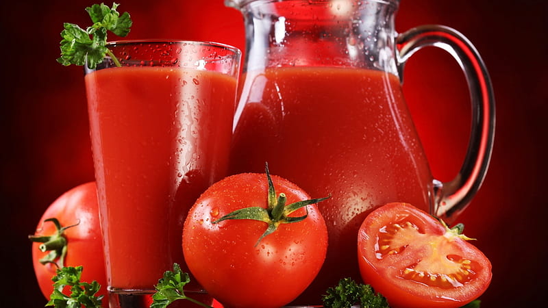 Tomato Juice, Tomatoes, Juicy, Jug, Glass, HD wallpaper