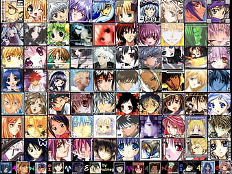 Anime icons, icons, colorful, collage, anime, HD wallpaper