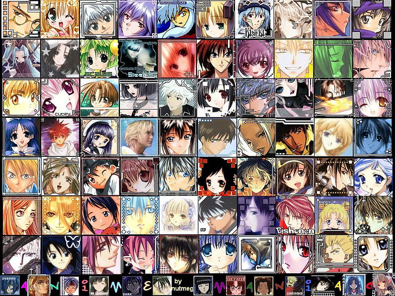 Anime icons, icons, colorful, collage, anime, HD wallpaper