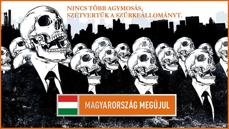 No brain, no brain-washing., fidesz, brainwashing, hungary, orange, HD wallpaper