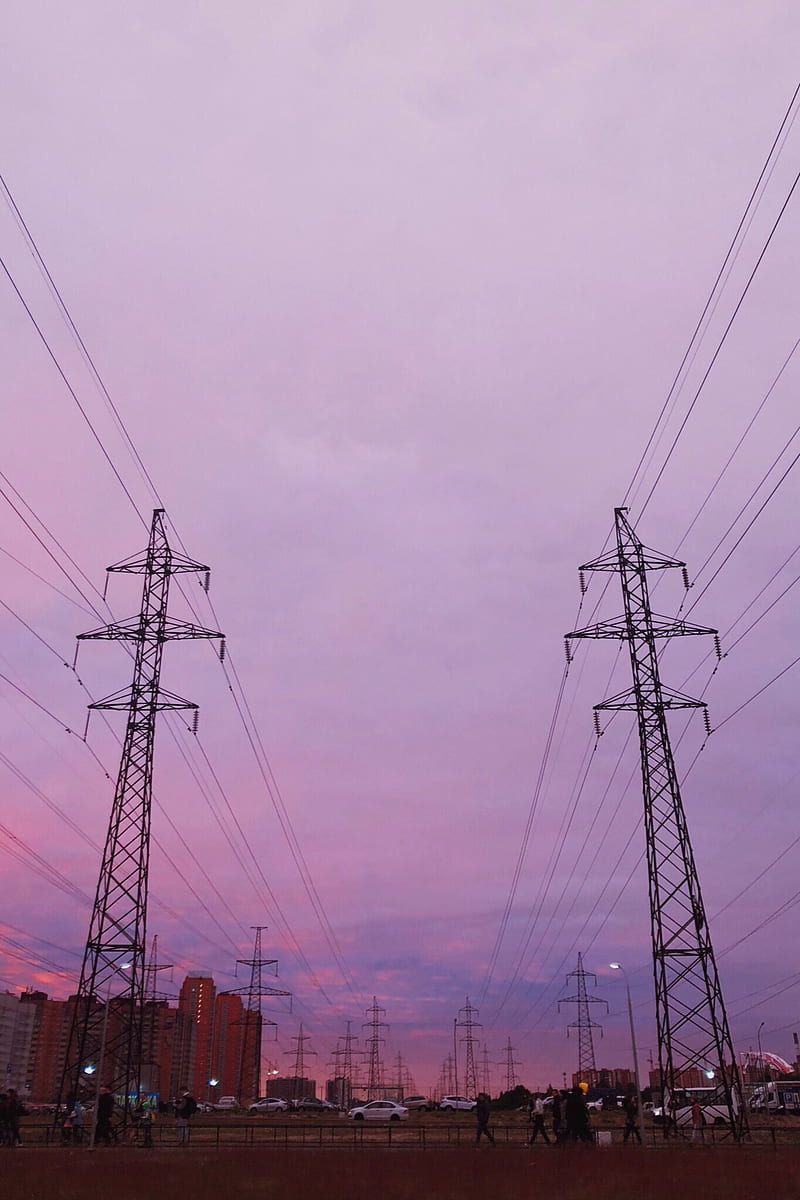 power lines, sky, people, HD phone wallpaper