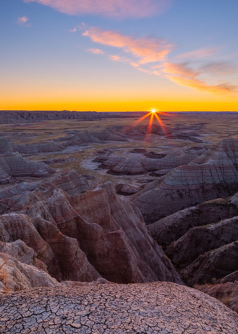 canyon, rocks, dry, cranny, sun, sunset, HD phone wallpaper