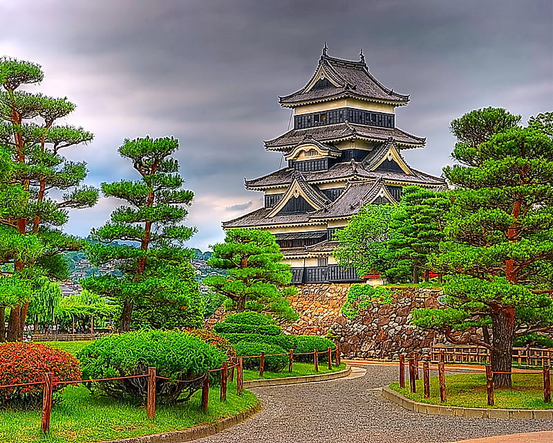 Japanese Castle, garden, japan, HD wallpaper