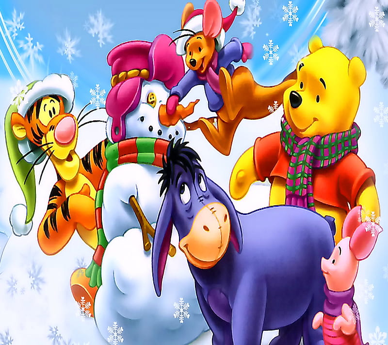 Winnies Christmas, cartoon, christmas, snowman, winnie, HD wallpaper ...