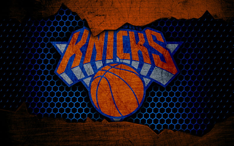 New York Knicks logo, NBA, basketball, NY Knicks, Eastern Conference, USA, grunge, metal texture, Atlantic Division, HD wallpaper