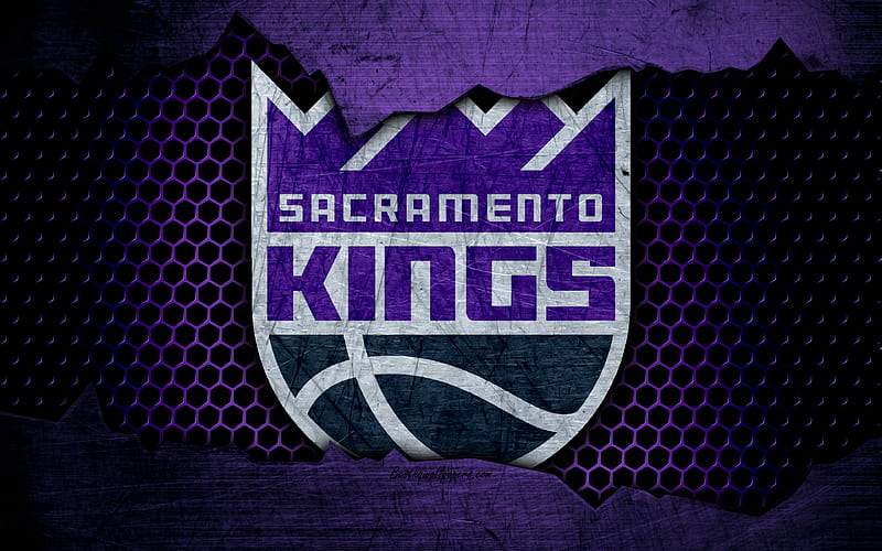 Sacramento Kings logo, NBA, basketball, Western Conference, USA, grunge, metal texture, Northwest Division, HD wallpaper
