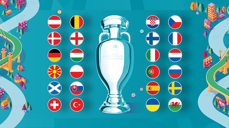 Euro 2020 Trophy Flags Euro 2020, HD wallpaper
