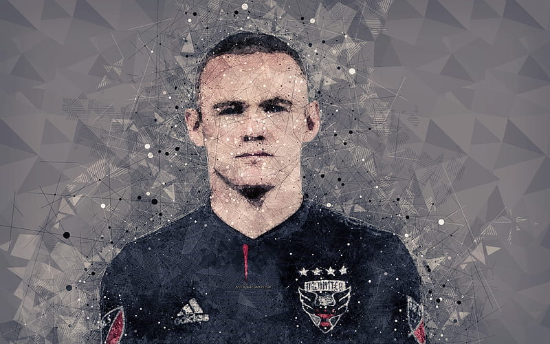 Wayne Rooney, DC United, MLS, art English footballer, geometric art, gray background, USA, creative art, HD wallpaper