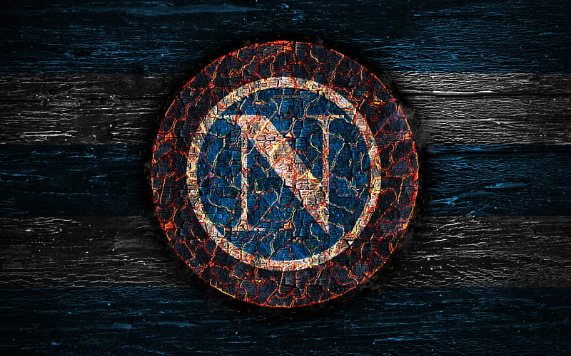 Napoli FC fire logo, Serie A, football, grunge, Italian football club, soccer, logo, SSC Napoli, wooden texture, Naples, smoldering tree, Italy, FC Napoli, HD wallpaper