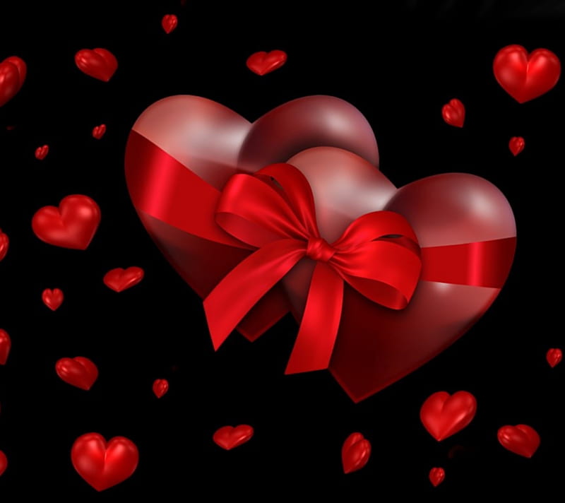 2160x1920px, cute, for you, corazones, love, red and black, valentines day, HD wallpaper