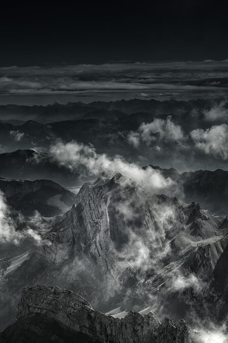 fog, love, mountains, top, gray, clouds, storm, falls, HD phone wallpaper