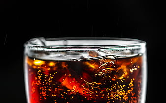 Coca-Cola bokeh, glass with drink, cool drinks, Glass with Coca-Cola, HD wallpaper