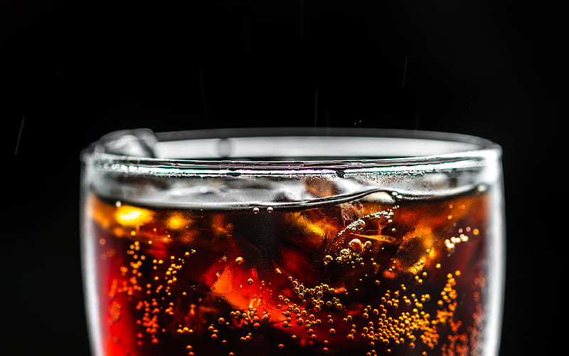 Coca-Cola bokeh, glass with drink, cool drinks, Glass with Coca-Cola, HD wallpaper