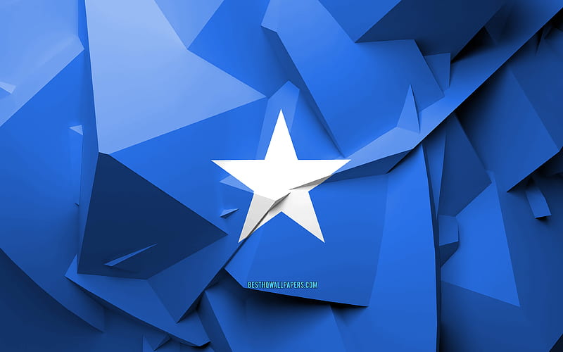 Flag of Somalia, geometric art, African countries, Somalia flag, creative, Somalia, Africa, Somalia 3D flag, national symbols, HD wallpaper