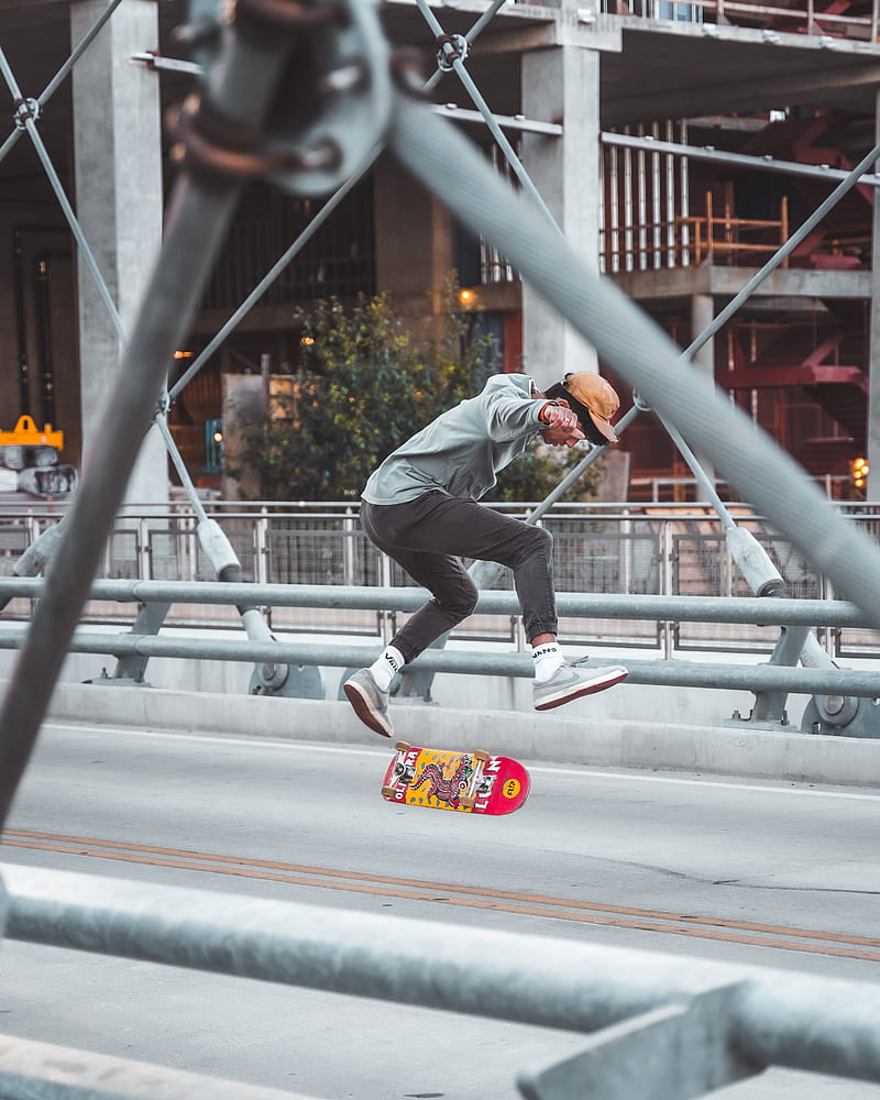 skateboard, skate, skater, trick, jump, HD phone wallpaper