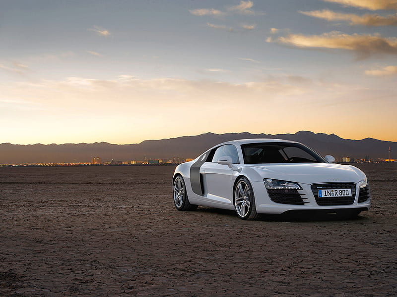 Audi R8, audi in desert, audi, audi r8 white, HD wallpaper